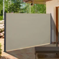 Outsunny Toldo Lateral Retrátil para Terraço Pátio ou Jardim Toldo de Privacidade para Exterior Dobrável 300x180cm Bege(m-12)