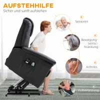 HOMCOM Massagestoel met opstaanondersteuning, 8 vibratiepunten, verwarmingsfunctie, voetsteun, zwart.(m-4)