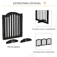 PawHut Barreira de Segurança Dobrável para Cães Pequenos com 3 Painéis e 2 Suportes 154,5x29,5x61 cm Preto(m-7)