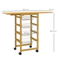 HOMCOM Wózek kuchenny z wysuwanym blatem i koszami na przechowywanie(m-3)