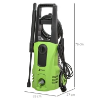 DURHAND 1800W High Pressure Washer, 150 Bar Pressure, 510 L/h Flow, High-Performance Portable Power Washer Jet Wash Cleaner with 6M Hose, Snow Foam Bottle for Garden, Car, Furniture, Green(m-3)