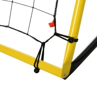 HOMCOM Rebounder Bramkowy do Piłki Nożnej z Siatką, dla Piłki Nożnej, Koszykówki i Baseballu, Stal+PE, Żółty+Czarny, 184 x 63 x 123 cm(m-8)