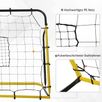 HOMCOM Rebounder Bramkowy do Piłki Nożnej z Siatką, dla Piłki Nożnej, Koszykówki i Baseballu, Stal+PE, Żółty+Czarny, 184 x 63 x 123 cm(m-7)
