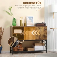 HOMCOM Sideboard im Industrie-Design, 5 Regale, 1 Schrank, Buffet; 112 cm x 40 cm x 85 cm, Schwarz + Braun(m-5)