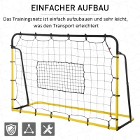 HOMCOM Rebounder Bramkowy do Piłki Nożnej z Siatką, dla Piłki Nożnej, Koszykówki i Baseballu, Stal+PE, Żółty+Czarny, 184 x 63 x 123 cm(m-4)