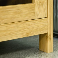 kleankin Badkamerkast van bamboe, met 3 planken en 1 kast met lamellendeuren, natuurlijk.(m-9)