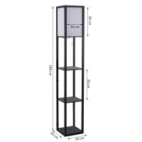 HOMCOM Lampa Pom cu Librarie 3 Niveluri Negru 26 x 26 x 160 cm(m-3)