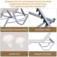 Outsunny® Leżak Plażowy 5-stopniowy Ogrodowy Aluminium Oxford Kremowy(m-7)