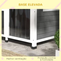 PawHut Casa para Cães de Madeira com Teto Abatível Porta com Cortina e Fundo Amovível 101x66,5x70,5cm Cinza Escuro(m-6)