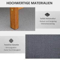 Outsunny leżak, regulowany leżak ogrodowy z drewnianą poduszką(m-5)