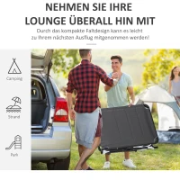 Outsunny Gartenliege Alu Sonnenliege mit Dach Stoffliege Relaxliege 5-fach verstellbar faltbar ergonomisch Texteline Dunkelgrau 164 x 66 x 84,5 cm(m-6)