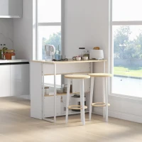 HOMCOM Kücheninsel, klappbare Arbeitsplatte, Messerhalter, 3 Regalfächer, Eichenoptik, 105 x 65 x 90 cm(m-7)