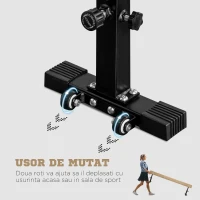 HOMCOM Barna de echilibru reglabila 2.3m, Barna de gimnastica cu roti, Echipament de gimnastica pentru antrenamentul copiiilor de 6+ ani si pentru antrenamentul profesionist acasa(m-6)