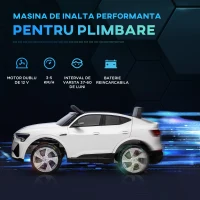 HOMCOM Masina sport electrica pentru copii, jucarie cu motor 12V pentru copii de 3-5 de ani, Alba(m-4)