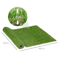 Outsunny Césped Artificial 3x1 m con Altura de Hierba 25mm Rollo de Hierba Sintética de Exterior para Jardín y Terraza(m-3)