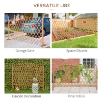 Outsunny Gard pentru Gradina Extensibil din Lemn 150cm, Gard de Lemn cu Spalier Grilaj Autoportant pentru Exterior, Portocaliu(m-4)
