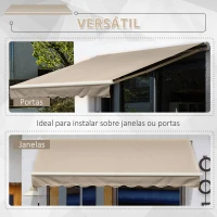 Outsunny Toldo Manual 395x245 cm Toldo de Varanda Pátio com Manivela de Alumínio e Tecido de Poliéster 280 g/m² Bege(m-6)