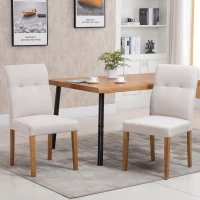HOMCOM Conjunto de 2 Sillas de Comedor Sillas de Cocina con Respaldo Alto Asiento Acolchado de Tacto de Lino 50x62x96 cm Beige(m-2)