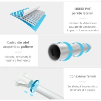 Outsunny Piscina Supraterana de Gradina Dreptunghiulara cu Pompa de Filtrare si  Cadru de Otel, 340x215x80cm, Gri(m-5)