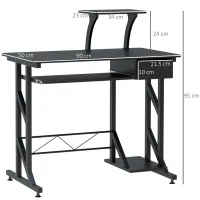 HOMCOM birou calculator, cu suport glisant,90x50x95 cm(m-3)