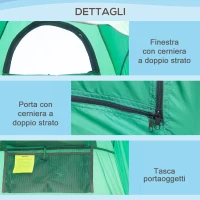 Outsunny Tenda Doccia da Campeggio con Borsa per Trasporto e Tasca Portaoggetti 122x122x213cm, Verde(m-5)