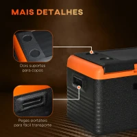 Outsunny Geleira Portátil Elétrica 30L Geleira de Carro 12V/24V até -20°C com Ecrã LED Tátil 58,7x36,5x36,8 cm Preto(m-7)
