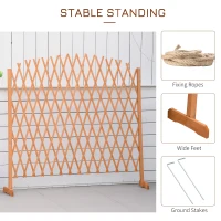 Outsunny Gard pentru Gradina Extensibil din Lemn 150cm, Gard de Lemn cu Spalier Grilaj Autoportant pentru Exterior, Portocaliu(m-6)