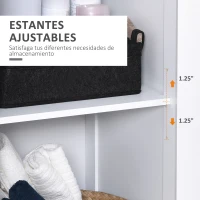 kleankin Armario Alto de Baño de 5 Niveles Columna Auxiliar de Baño con 3 Estantes 1 Puerta y Balda Ajustable 40x38x160 cm Blanco(m-7)