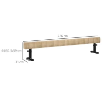 HOMCOM Barna de echilibru reglabila 2.3m, Barna de gimnastica cu roti, Echipament de gimnastica pentru antrenamentul copiiilor de 6+ ani si pentru antrenamentul profesionist acasa(m-3)