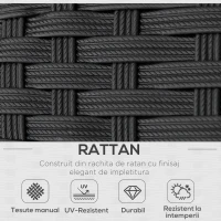 Outsunny Set pentru gradina 4 Piese din Rattan si Otel, Crem(m-4)