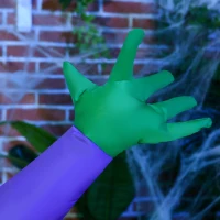 HOMCOM Halloween-Dekoration, Hexe im Hexenkessel, selbstaufblasbar, interne LED-Beleuchtung, 1,15 x 0,95 x 1,75m(m-9)