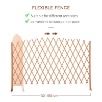 Outsunny Gard pentru Gradina Extensibil din Lemn 150cm, Gard de Lemn cu Spalier Grilaj Autoportant pentru Exterior, Portocaliu(m-5)