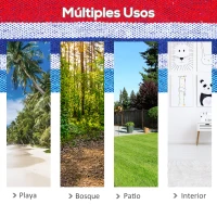 Outsunny Hamaca para Jardín 210x150 cm Hamaca Colgante Portátil Carga Máx. 180 kg para Acampar Piscina Camping Rayas Azul y Rojo(m-6)