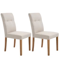 HOMCOM Conjunto de 2 Sillas de Comedor Sillas de Cocina con Respaldo Alto Asiento Acolchado de Tacto de Lino 50x62x96 cm Beige(m-1)