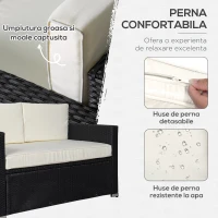 Outsunny Set pentru gradina 4 Piese din Rattan si Otel, Crem(m-6)