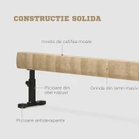 HOMCOM Barna de echilibru reglabila 2.3m, Barna de gimnastica cu roti, Echipament de gimnastica pentru antrenamentul copiiilor de 6+ ani si pentru antrenamentul profesionist acasa(m-7)