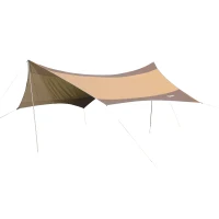 Outsunny Toldo de Refugio Impermeable Portátil 555x550 cm Carpa Tienda de Campaña Grande para Camping Color Marrón y Oro(m-1)