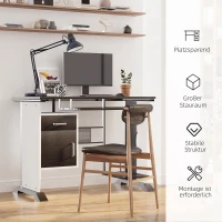 HOMCOM biurko komputerowe biurko narożne z szufladami biurko stół biurowy antypoślizgowy metal MDF czarny orzech + srebrny 100 x 52 x 75 cm(m-6)