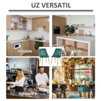 HOMCOM Scaune Moderne și Capitonate, Set din 2 Piese pentru Salon, Sufragerie, Bucătarie sau Zona de Servit Masa, 50x56.5x85 cm, Verde(m-6)