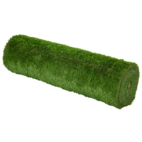 Outsunny Césped Artificial 40 mm Rollos de 1x4 m Realista Protección UV Inocuidad Ignífugo para Terraza Jardín Balcón con Orificios de Drenaje Alta Densidad Verde(m-9)