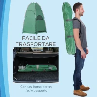 Outsunny Tenda Doccia da Campeggio con Borsa per Trasporto e Tasca Portaoggetti 122x122x213cm, Verde(m-6)