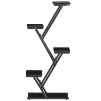 Outsunny Soporte para Plantas de 4 Niveles Estantería de Madera y Acero para Interior y Exterior 53x24x119,5 cm Negro(m-7)