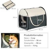 PawHut Hundebox faltbare Hundetransportbox Haustierrucksack mit Kissen Reisetasche Transportbox für Tier wasserdicht Oxfordstoff Dunkelgrau 81 x 56 x 66 cm(m-3)
