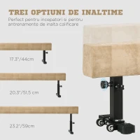 HOMCOM Barna de echilibru reglabila 2.3m, Barna de gimnastica cu roti, Echipament de gimnastica pentru antrenamentul copiiilor de 6+ ani si pentru antrenamentul profesionist acasa(m-5)