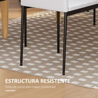 HOMCOM Pack de 4 Sillas de Cocina Modernas Tapizadas en Lino y Patas de Metal para Salón Carga 120 kg 41x50x97 cm Blanco(m-4)