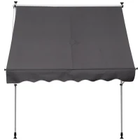 Outsunny Toldo Manual Retrátil 200x150 cm com Manivela de Alumínio Ângulo Ajustável Proteção Solar para Varanda Jardim Pátio Cinza(m-7)