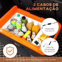 Outsunny Geleira Portátil Elétrica 30L Geleira de Carro 12V/24V até -20°C com Ecrã LED Tátil 58,7x36,5x36,8 cm Preto(m-6)