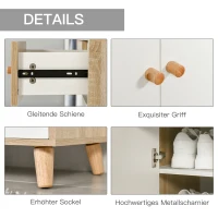 HOMCOM® Schuhschrank Schuhregal mit Türen und Schubladen Flur Natur+Weiß(m-5)