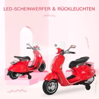 Motocykl dla dzieci HOMCOM z muzyką MP3 marki VESPA czerwony(m-4)