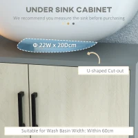 kleankin Under Sink Cabinet, Bathroom Vanity Unit, Storage Cupboard with Double Doors and Storage Shelves, 60x30x60cm, Natural(m-4)